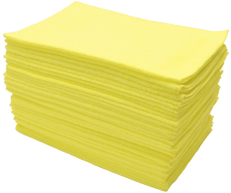 Eurow 300 GSM Microfiber Cleaning Cloths Soft StreakFree LintFree Ultra Absorbent Reusable Towels for Auto Detailing Home Cleaning Kitchen Glass Electronics 12x16in 36Pack Yellow